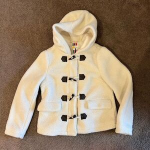 Boden US Size 6 Elgin Borg Jacket -‎ Ivory Hooded, Lined, Zip & Toggle Fastening